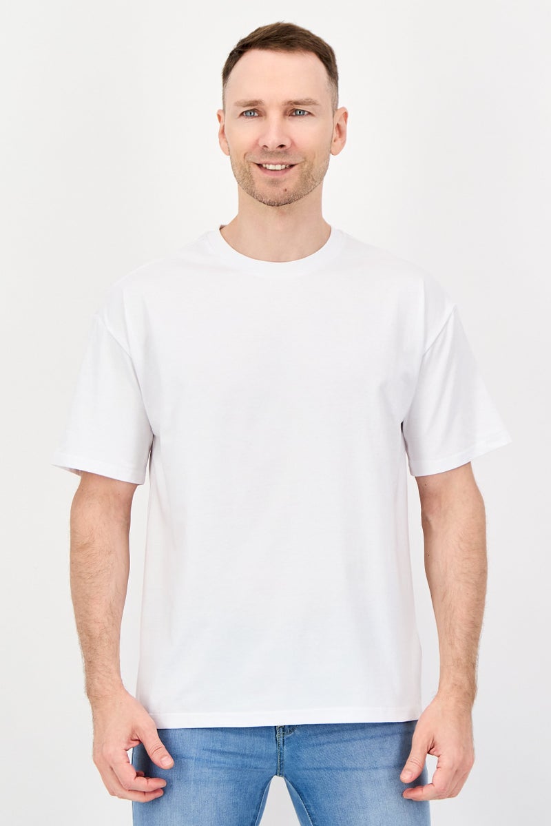 Fudo تي شيرت رجالي بأكمام قصيرة بياقة دائرية، أبيض - Image 1